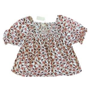 Melloday Floral Short Sleeve Flowy Top Size XL NWT